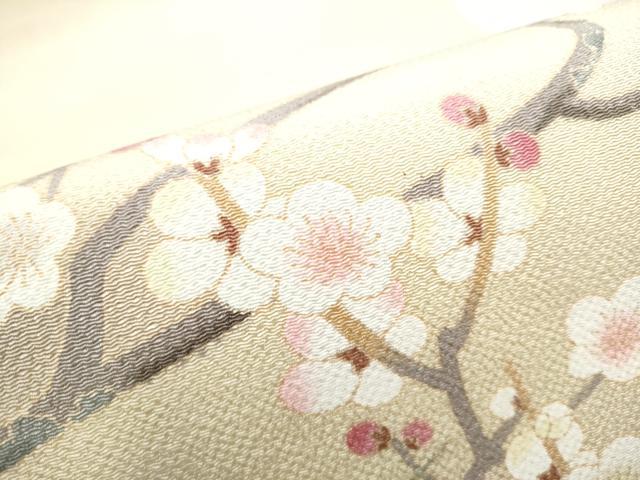 平和屋着物●九寸開き名古屋帯　枝梅文　鬼しぼ縮緬　正絹　逸品　CABG9164hy