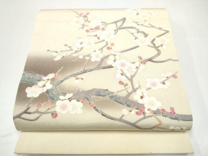 平和屋着物●九寸開き名古屋帯　枝梅文　鬼しぼ縮緬　正絹　逸品　CABG9164hy