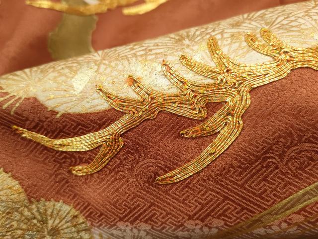 平和屋着物■豪華色留袖　駒刺繍　浜松文　暈し染め　金彩　正絹　逸品　DABF9336qa