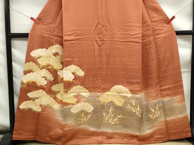 平和屋着物■豪華色留袖　駒刺繍　浜松文　暈し染め　金彩　正絹　逸品　DABF9336qa