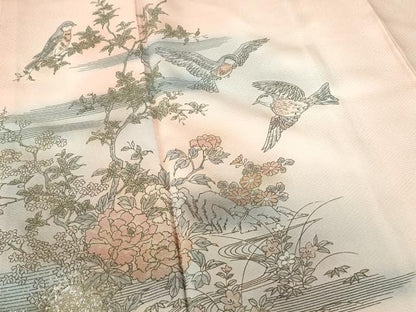 平和屋着物■訪問着　花鳥風景文　暈し染め　金彩　正絹　逸品　DABF6908qp