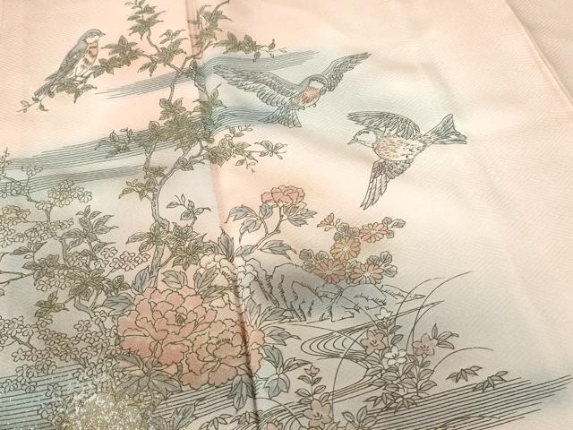 平和屋着物■訪問着　花鳥風景文　暈し染め　金彩　正絹　逸品　DABF6908qp