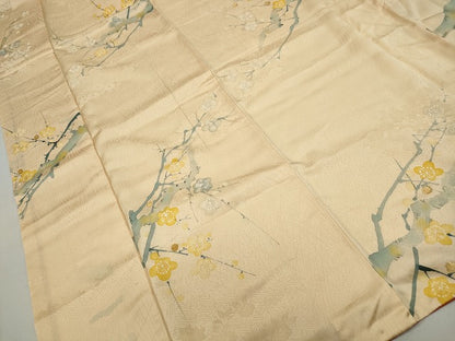 平和屋着物■上質な小紋　手描き　枝梅文　金糸　正絹　逸品　DABF9243qa