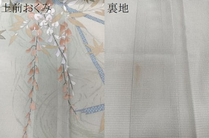 平和屋着物＊夏物　訪問着　絽　流水枝垂れ楓文　金彩　洗える着物　CABG7162xi