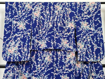 平和屋着物[]七五三　女の子　７歳　祝着　四つ身　加賀友禅　草花文　反端付き　逸品　DABE7380ma