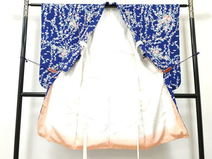 平和屋着物[]七五三　女の子　７歳　祝着　四つ身　加賀友禅　草花文　反端付き　逸品　DABE7380ma