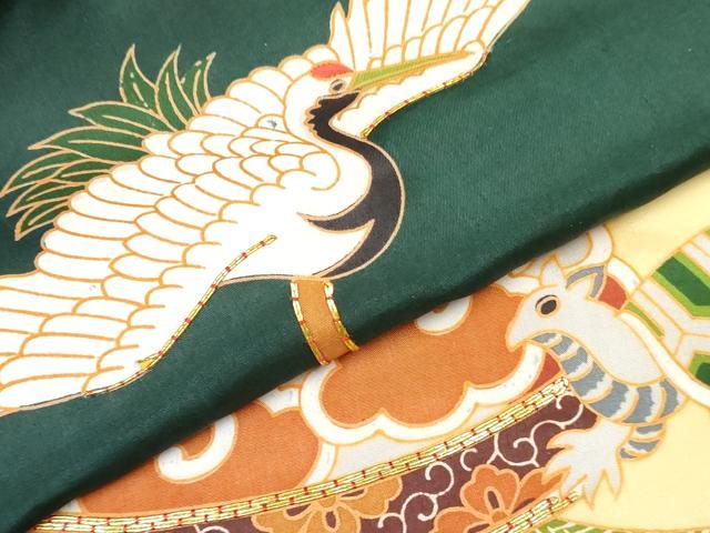 平和屋着物[]お宮参り　男の子　祝着　産着　初着　のしめ　駒刺繍　鶴　蓑亀　立波文　金彩　逸品　DABE7384ma