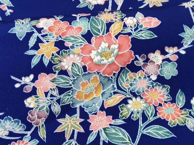 平和屋着物[]七五三　女の子　７歳　祝着　四つ身　加賀友禅　草花文　反端付き　逸品　DABE7380ma