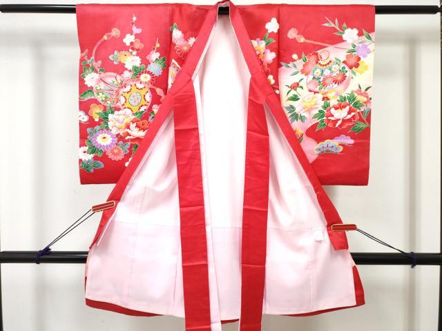 平和屋着物[]お宮参り　女の子　祝着　産着　初着　のしめ　鞠花蝶文　暈し染め　金彩　逸品　DABE7403ma