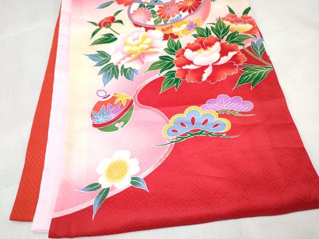 平和屋着物[]お宮参り　女の子　祝着　産着　初着　のしめ　鞠花蝶文　暈し染め　金彩　逸品　DABE7403ma