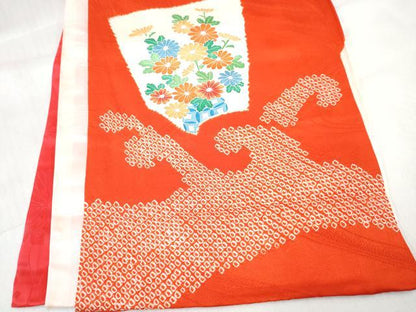 平和屋着物[]お宮参り　女の子　祝着　産着　初着　のしめ　絞り　花車文　逸品　DABE7401ma