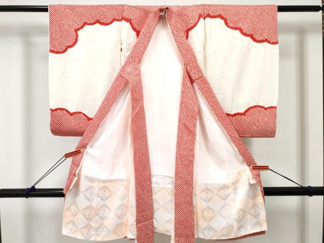 平和屋着物[]お宮参り　女の子　祝着　産着　初着　のしめ　刺繍　絞り　鈴花文　金銀糸　逸品　DABE7395ma