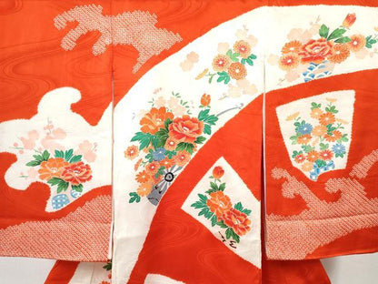 平和屋着物[]お宮参り　女の子　祝着　産着　初着　のしめ　絞り　花車文　逸品　DABE7401ma