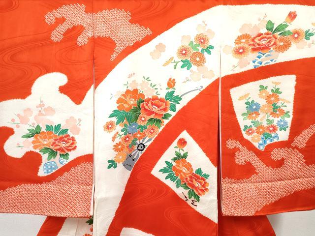 平和屋着物[]お宮参り　女の子　祝着　産着　初着　のしめ　絞り　花車文　逸品　DABE7401ma