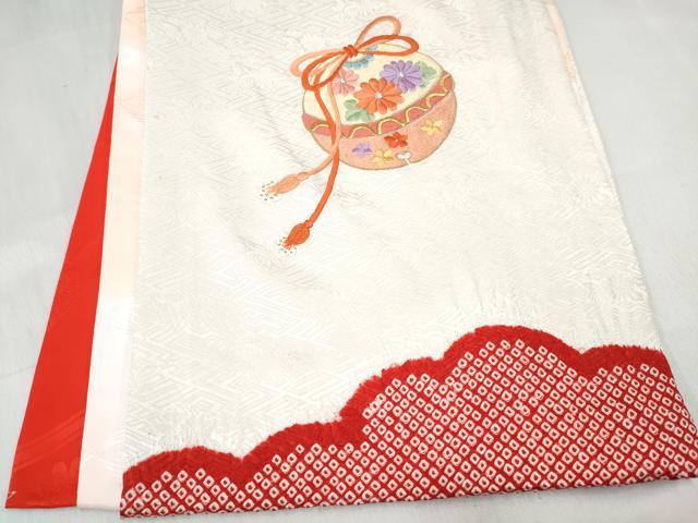 平和屋着物[]お宮参り　女の子　祝着　産着　初着　のしめ　刺繍　絞り　鈴花文　金銀糸　逸品　DABE7395ma
