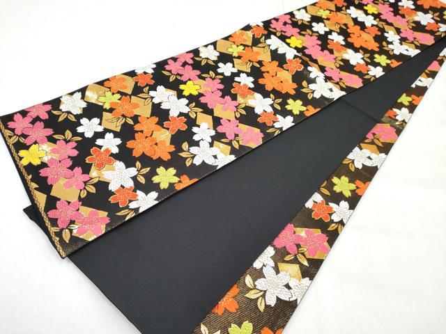 平和屋着物[]女の子　子供　全通柄袋帯　桜尽くし　黒地　金糸　逸品　DABE7406ma