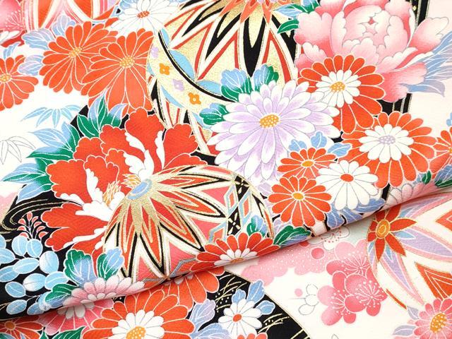 平和屋着物[]お宮参り　女の子　祝着　産着　初着　のしめ　扇面鞠花文　暈し染め　金彩　逸品　DABE7404ma