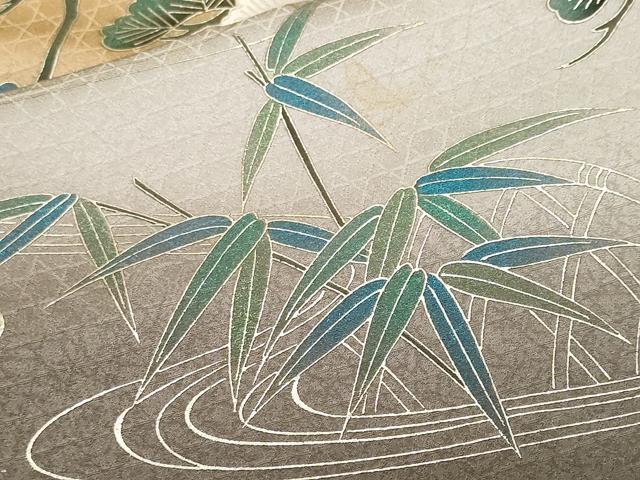 平和屋着物■訪問着　流水飛鶴笹枝松文　暈し染め　銀彩　正絹　逸品　CABH0107ev