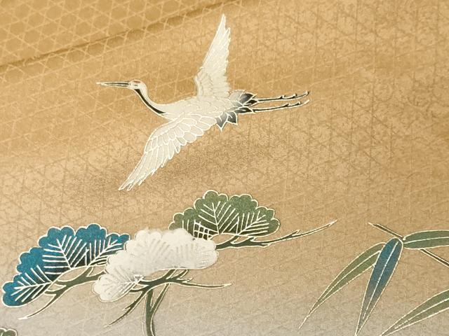 平和屋着物■訪問着　流水飛鶴笹枝松文　暈し染め　銀彩　正絹　逸品　CABH0107ev