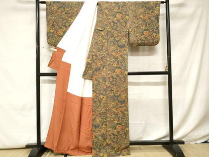 平和屋着物■上質な小紋　絵皿風景文　正絹　逸品　CABH0209ev