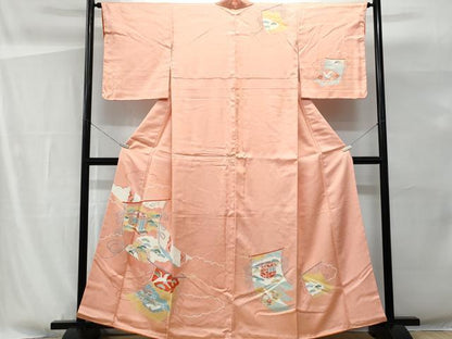 平和屋着物■訪問着　刺繍　雲取り几帳御所車吉祥花文　正絹　逸品　未使用　CABG9759fb