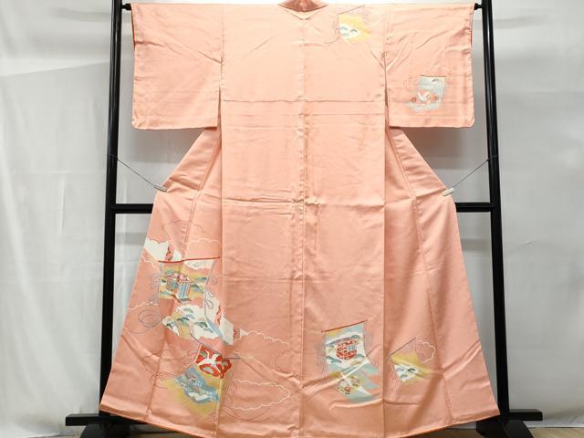 平和屋着物■訪問着　刺繍　雲取り几帳御所車吉祥花文　正絹　逸品　未使用　CABG9759fb
