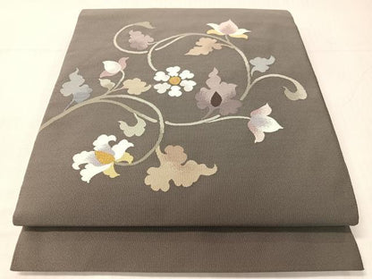 平和屋着物●爪掻き本綴れ　八寸名古屋帯　更紗唐草文　金糸　正絹　逸品　CABH4492vp