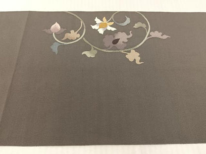 平和屋着物●爪掻き本綴れ　八寸名古屋帯　更紗唐草文　金糸　正絹　逸品　CABH4492vp