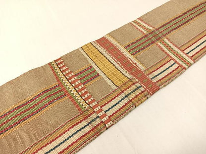 平和屋着物●八寸名古屋帯　紬地　吉野間道　金糸　正絹　逸品　CABH4532vp