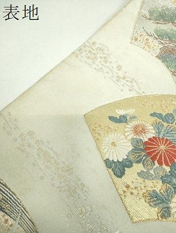 平和屋着物▼綴れ　太鼓柄袋帯　地紙花文　金銀糸　正絹　逸品　DABF7377ps