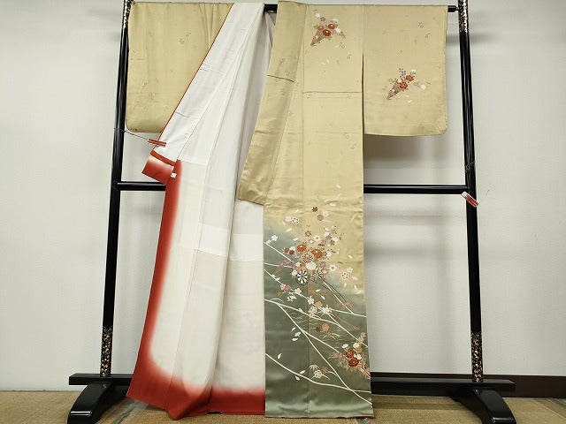 平和屋着物●訪問着　花車文　暈し染め　金銀彩　鈴乃屋扱い　正絹　逸品　CABH2649ut