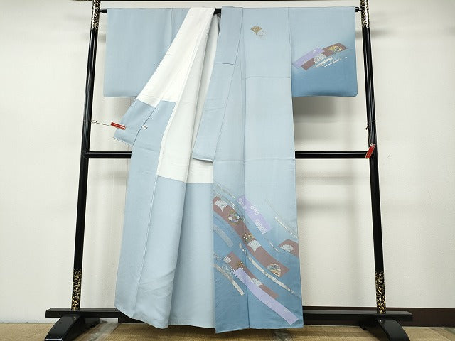 平和屋着物●ファッションブランド　hiromichi nakano　ヒロミチナカノ　訪問着　寿光織　短冊雪輪花文　暈し染め　金銀糸 逸品 CABH2650ut