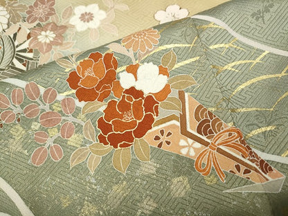 平和屋着物●訪問着　花車文　暈し染め　金銀彩　鈴乃屋扱い　正絹　逸品　CABH2649ut
