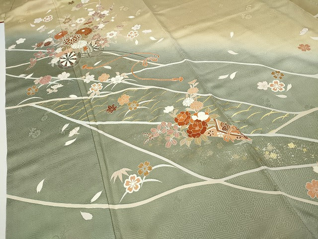 平和屋着物●訪問着　花車文　暈し染め　金銀彩　鈴乃屋扱い　正絹　逸品　CABH2649ut