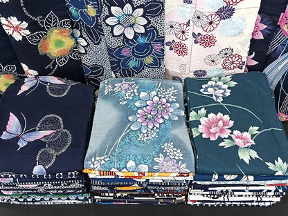 平和屋着物■浴衣 まとめて 45点 孔雀羽 蝶 向日葵 花柄 綿紅梅 型染め など 着用可能多数 未使用品あり mmm1083