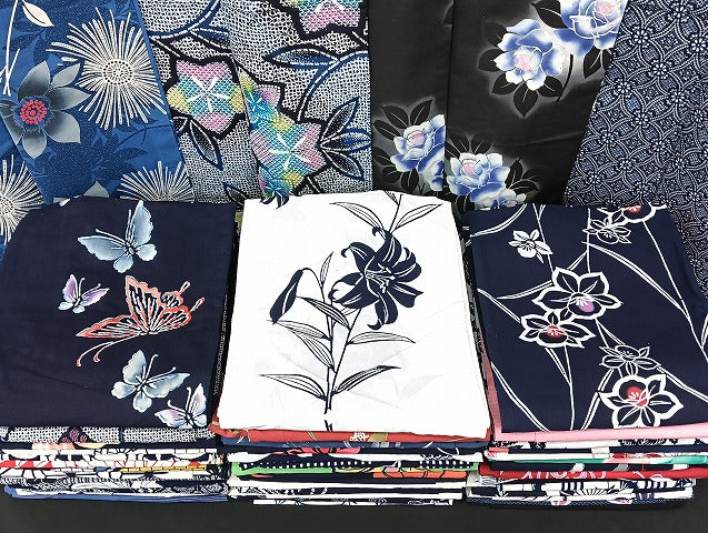 平和屋着物■浴衣 まとめて 45点 蝶 花柄 七宝 綿紅梅 型染め 暈し染め など 着用可能多数 未使用品あり mmm1082