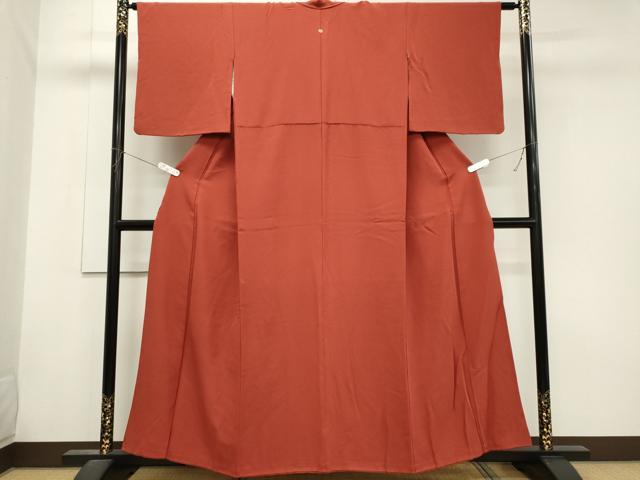 平和屋着物■上質な色無地　赤丹色　正絹　逸品　CABH0865ou