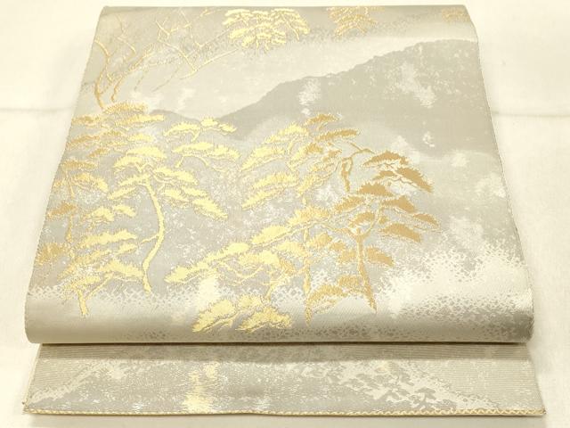 平和屋着物◎六通柄袋帯　遠山樹林文　金糸　正絹　逸品　DABF6977qp