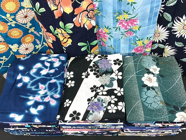 平和屋着物■浴衣 まとめて 45点 紫陽花 花柄 綿紅梅 型染め 暈し染め 金銀彩 など 着用可能多数 未使用品あり mmm1093