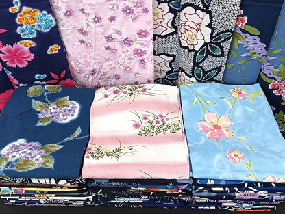 平和屋着物■浴衣 まとめて 45点 紫陽花 薔薇 花柄 型染め 暈し染め 金彩 など 着用可能多数 未使用品あり mmm1094