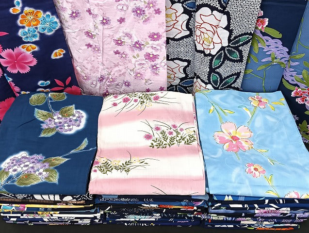 平和屋着物■浴衣 まとめて 45点 紫陽花 薔薇 花柄 型染め 暈し染め 金彩 など 着用可能多数 未使用品あり mmm1094