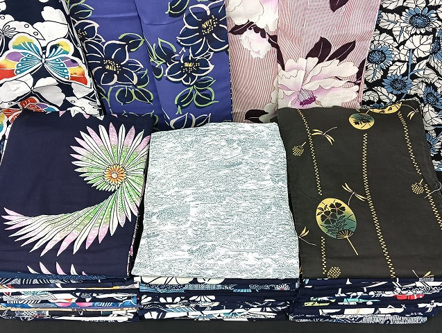 平和屋着物■浴衣 まとめて 45点 蝶 蜻蛉 風景 松竹梅 向日葵 花柄 ラメ 型染め など 着用可能多数 未使用品あり mmm1092