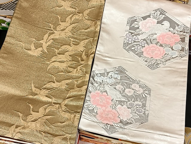 平和屋着物■袋帯 西陣 まとめて100点 鶴 鳥 蝶 更紗 花柄 七宝 正倉院 駒刺繍 金銀糸 など 着用可能多数 未使用品あり 全て正絹 mmm1089