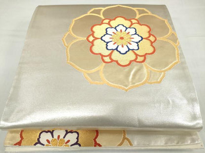 平和屋着物◎六通柄袋帯　唐織　舞花文　金糸　正絹　逸品　DABF1713ud