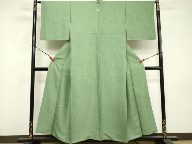 平和屋着物■上質な色無地　舞花地紋　裏葉柳色　正絹　逸品　DABF9943cd