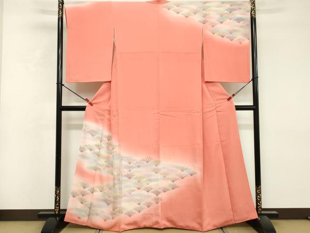 平和屋着物■訪問着　草葉文　暈し染め　正絹　逸品　DABF9928cd