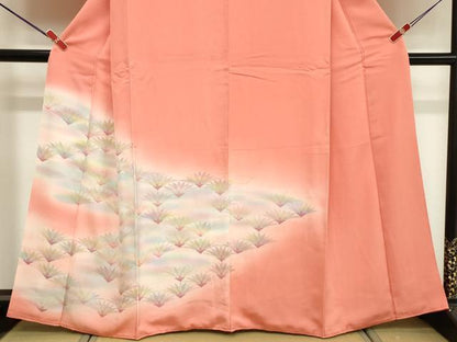平和屋着物■訪問着　草葉文　暈し染め　正絹　逸品　DABF9928cd