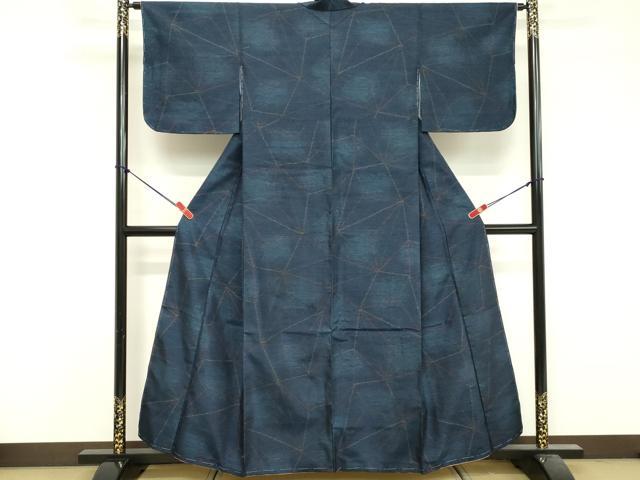 平和屋着物■上質な紬　抽象文様　正絹　逸品　未使用　DABF9935cd