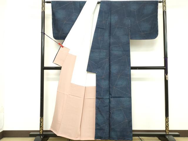 平和屋着物■上質な紬　抽象文様　正絹　逸品　未使用　DABF9935cd