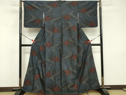 平和屋着物■本場大島紬　切嵌風景文　正絹　逸品　DABF9961cd